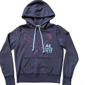 American Eagle Graphic Print Brown Hoodie Small